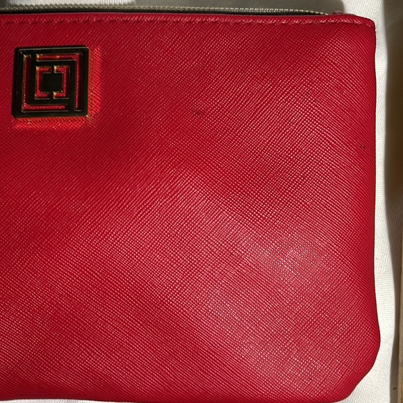 Liz Claiborne 8.5” Red Clutch w/ Gold Hardware & Working Power Charger - Picture 12 of 12